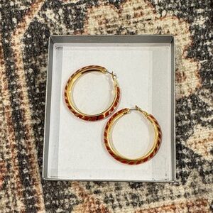 Gold and Burnt Pink Arrow Hoops